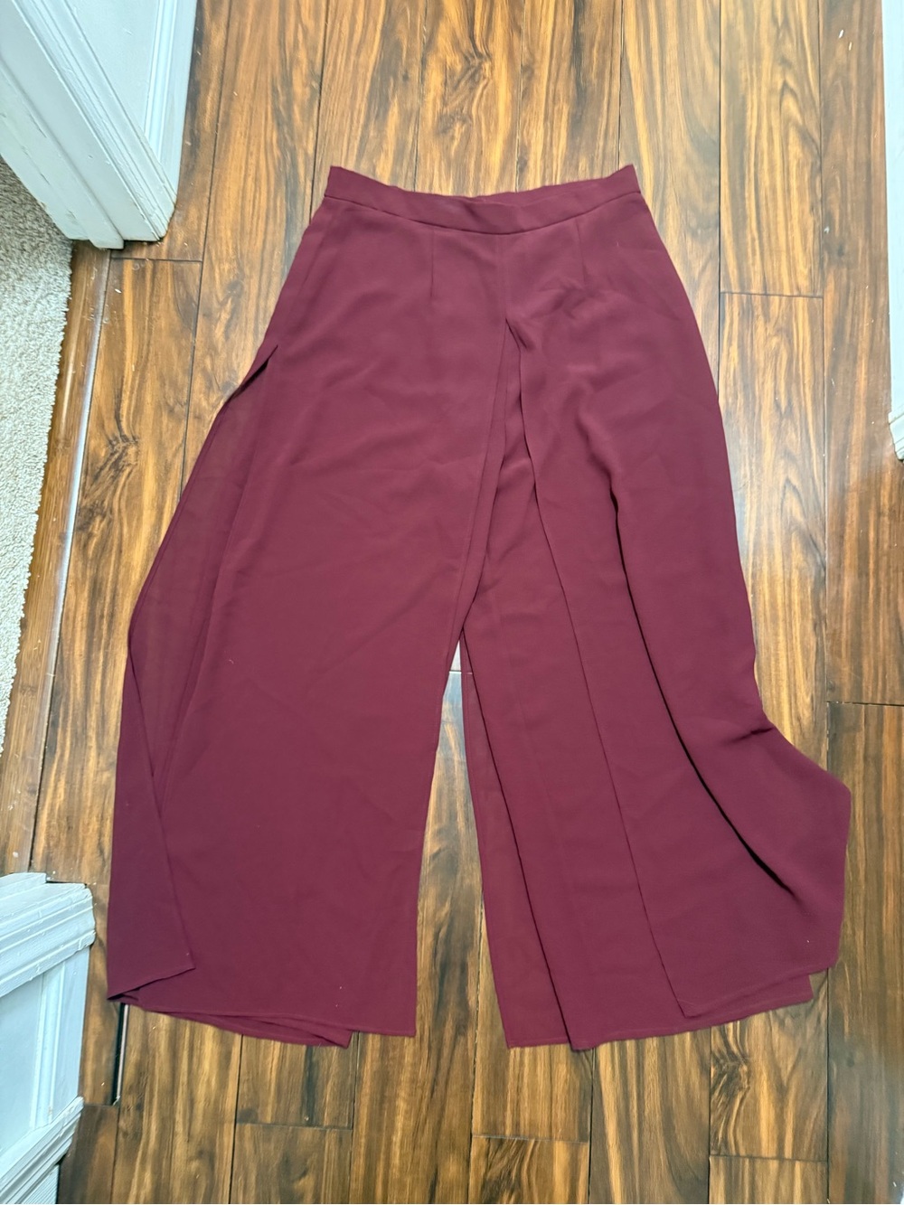 Vintage Joseph Ribkoff Wide-Leg Split Front Pants - Burgundy